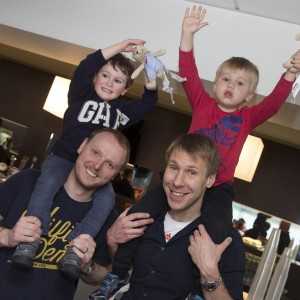 Sebastian and Will with their dads